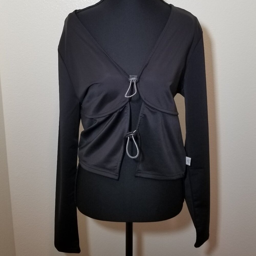 Basic Pleasure Mode Size 16 Black Bungee Cut Out Long Sleeve Top Grunge Goth NWT